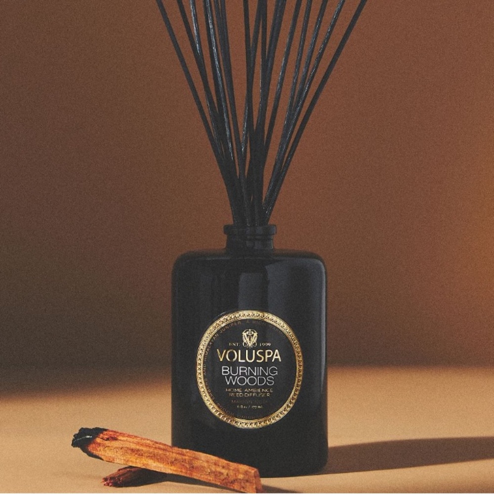 NWT NEW Anthropologie Voluspa Noir Burning Woods reed diffuser